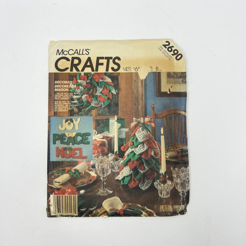 Vintage McCalls Christmas Sewing Pattern‎ 2690 Tabletop Tree Puffy Letters Decor